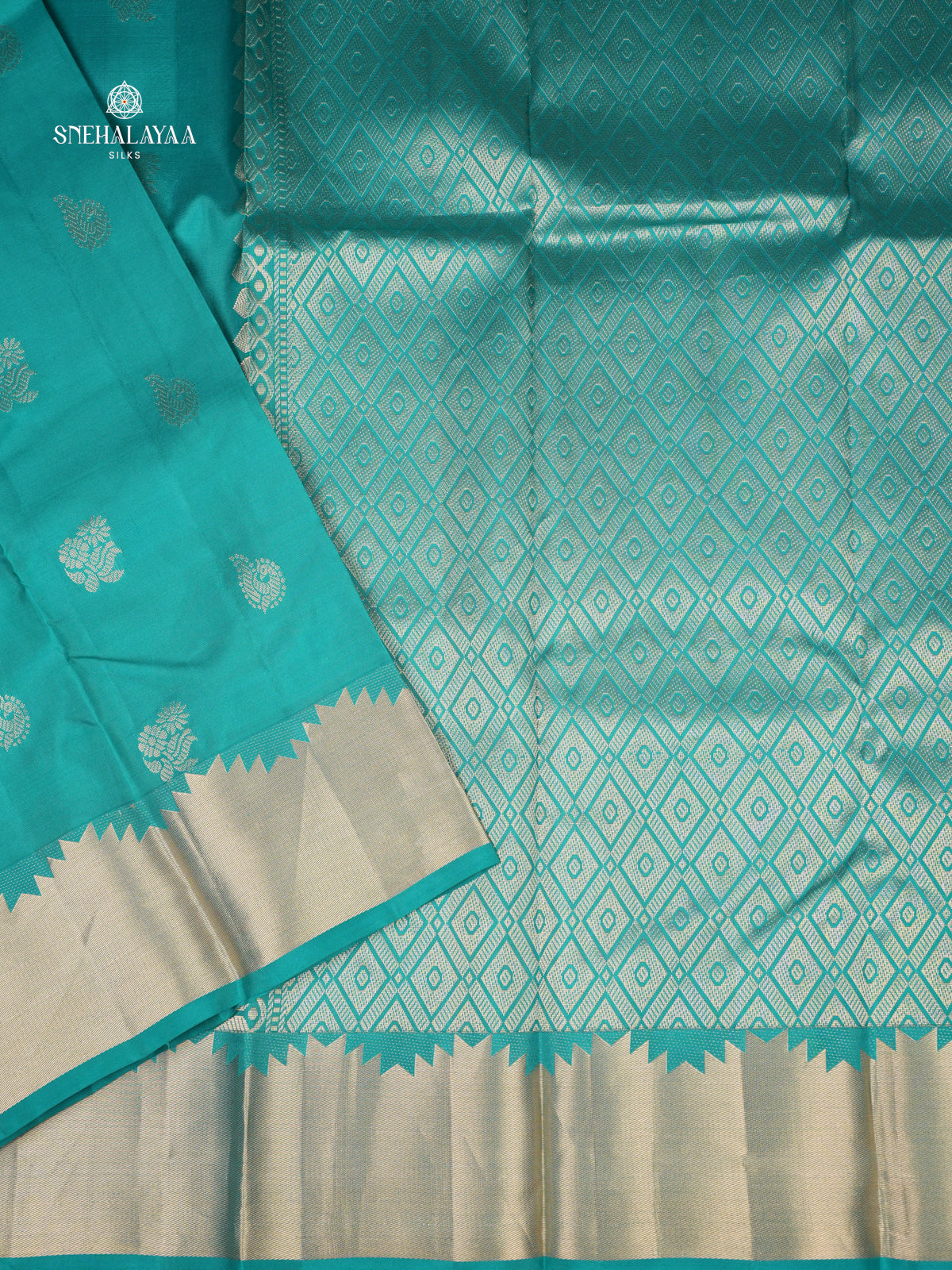 Peacock Blue Kanjivaram Silk Saree