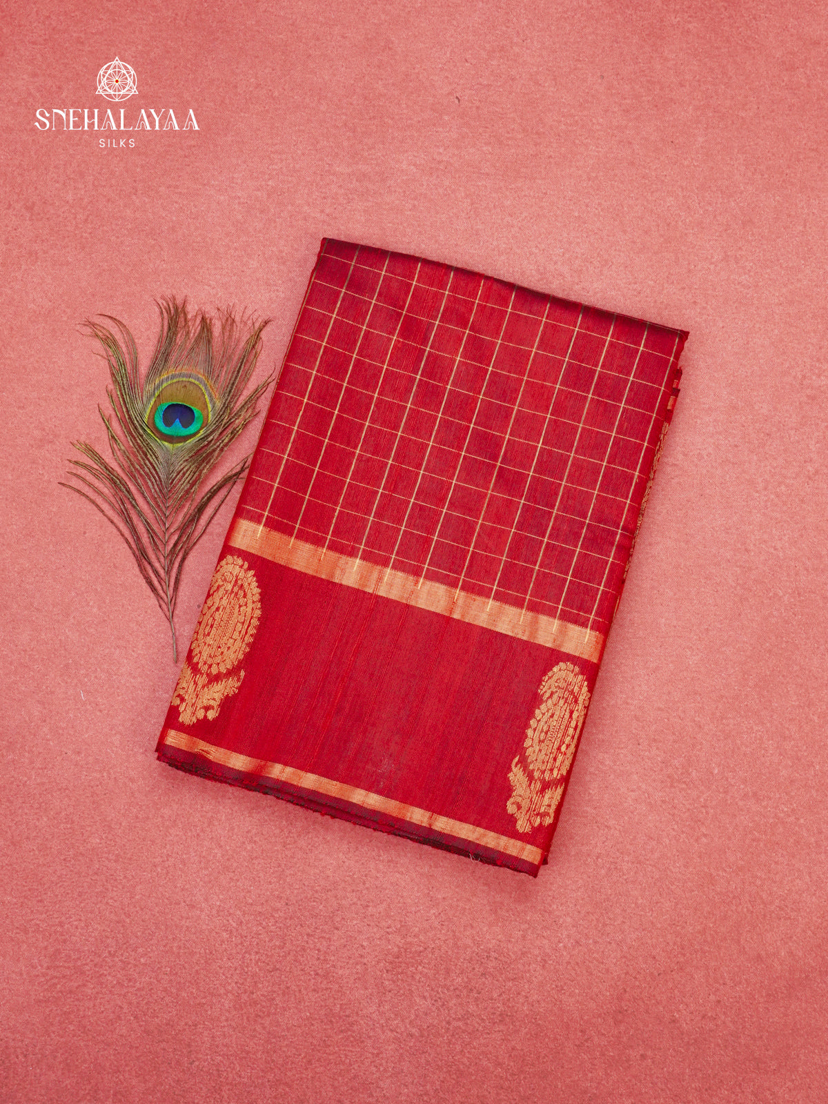 Red Dupion Silk Saree