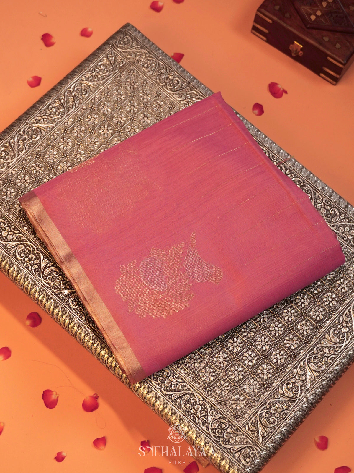 Pastel Pink Kora Silk Cotton Saree