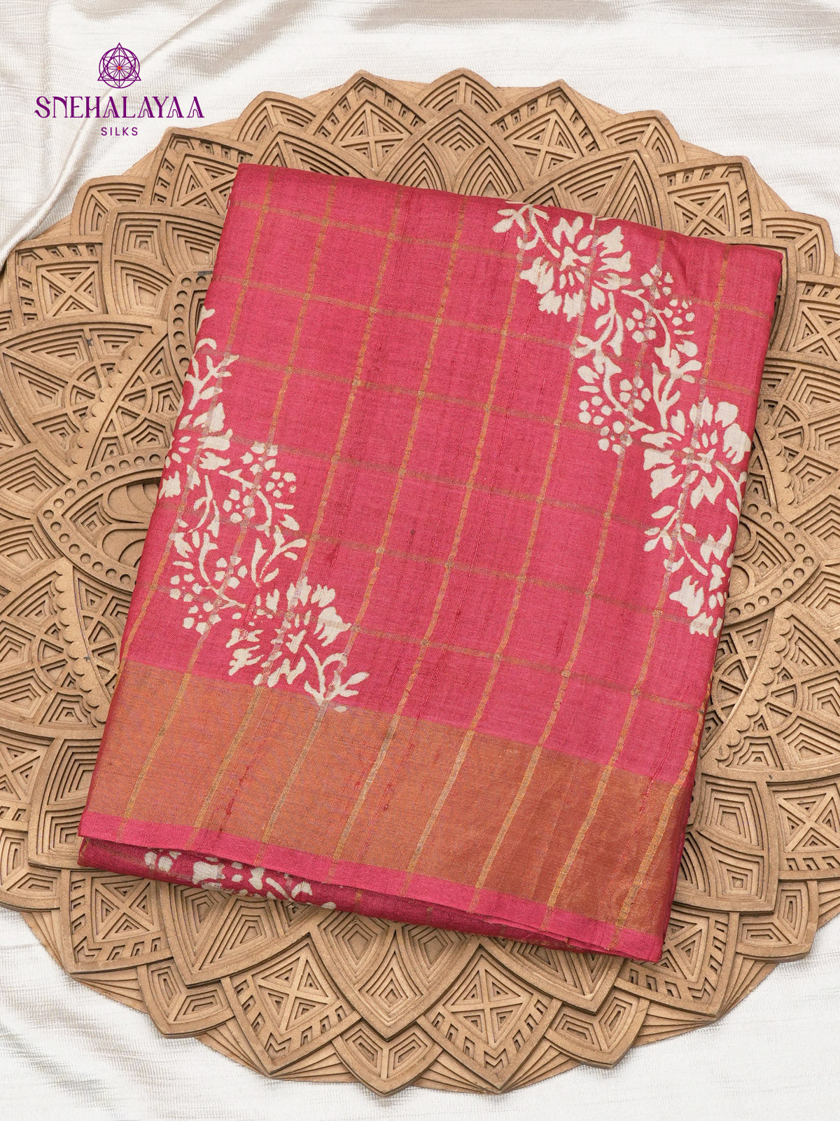 Rani Pink Tussar Silk Saree
