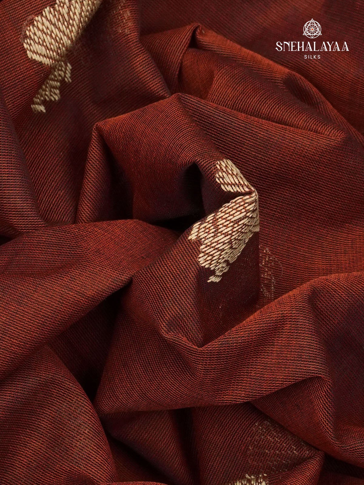 Brick Brown Pure Kanchi Cotton Saree