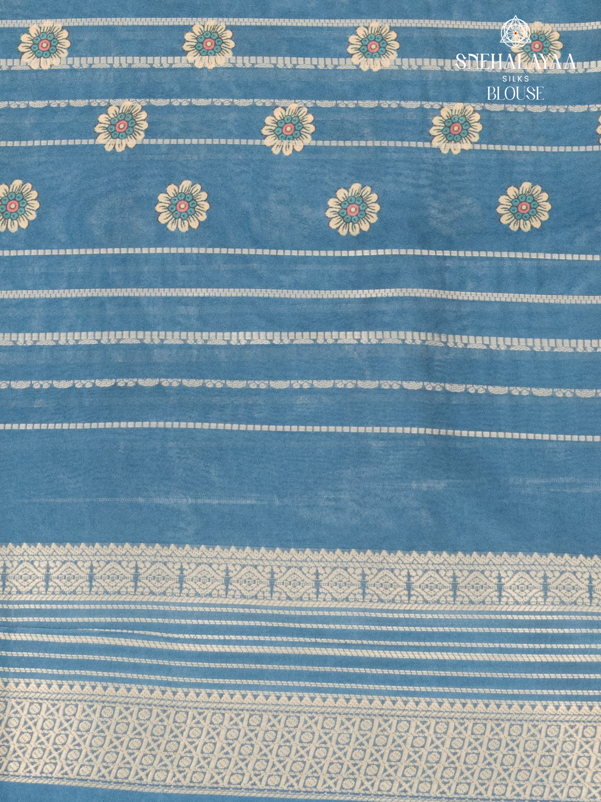 Pale Pink Printed Mysore Silk Saree