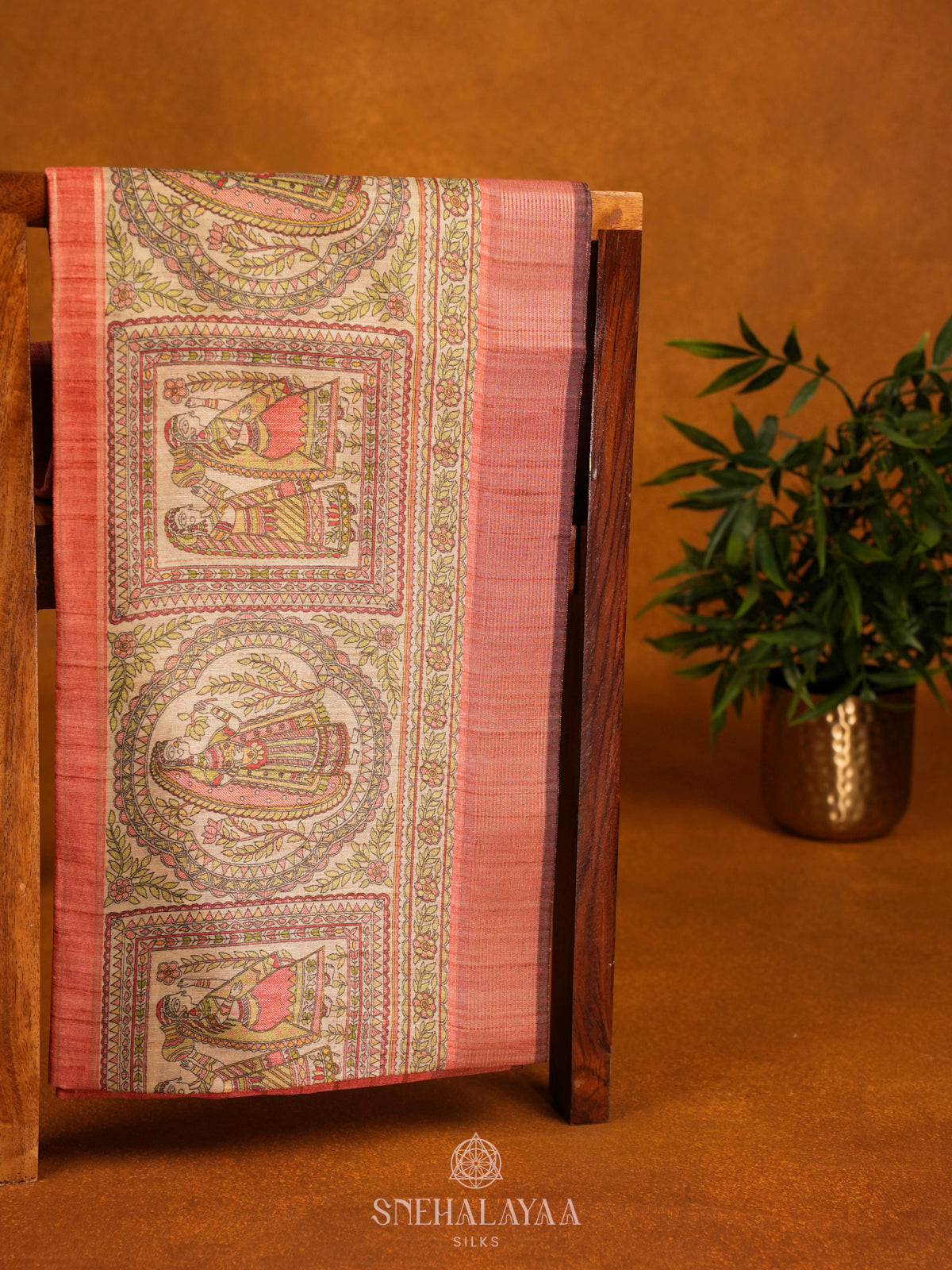 Peach Tussar Saree