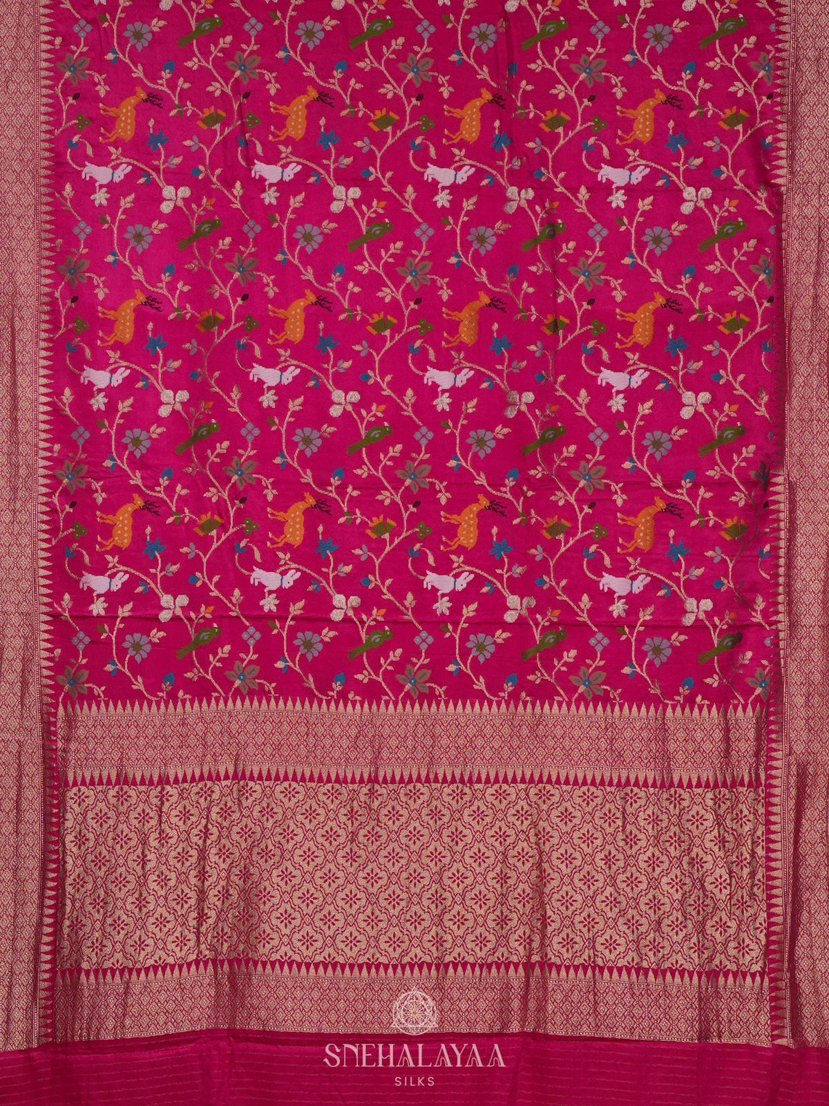 Pink Satin Banaras Silk Saree