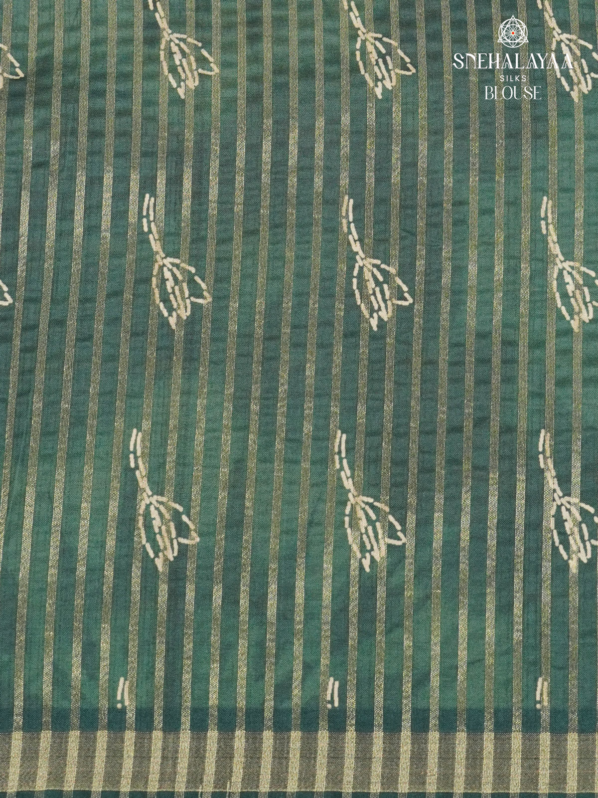 Pastel Green Floral Printed Tussar Saree