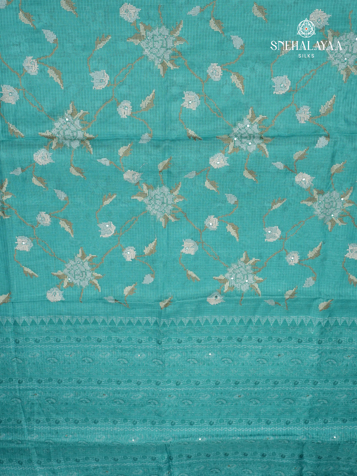 Sky Blue Kota Embroidery Saree