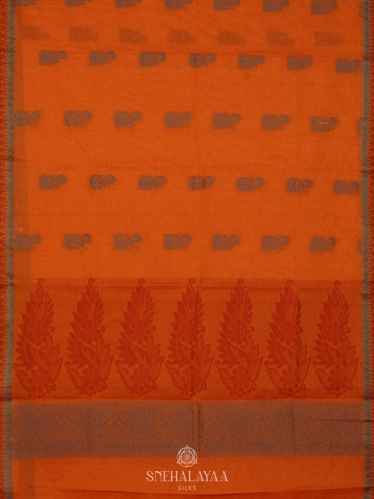 Orange Handloom Cotton Saree