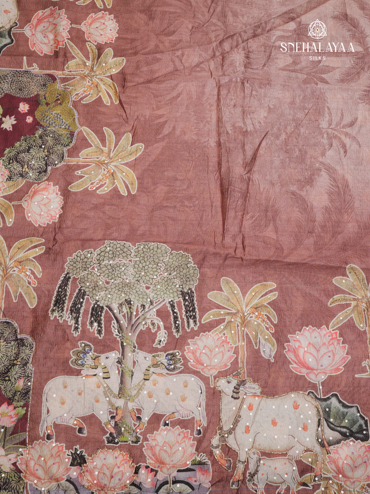 Brown Crush Embroidery Saree