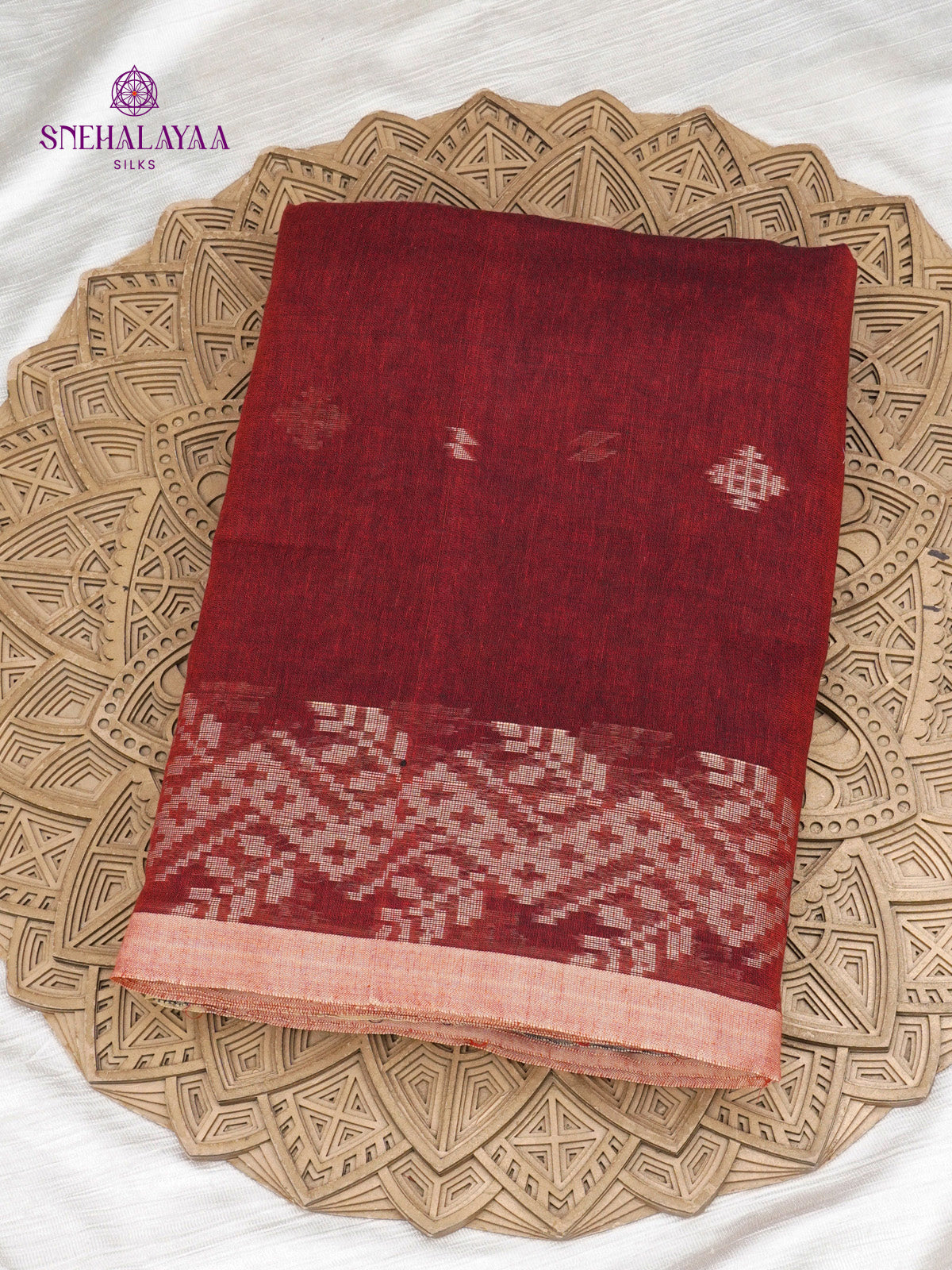 Maroon Sambalpuri Cotton Saree