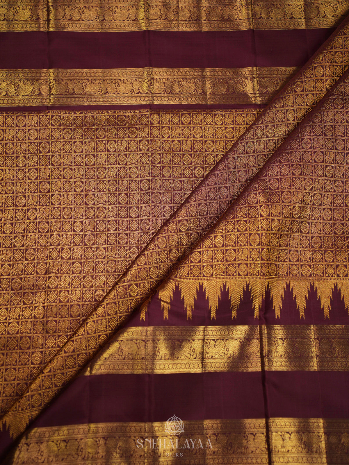 Chocolate Brown Kanjivaram Silk Saree