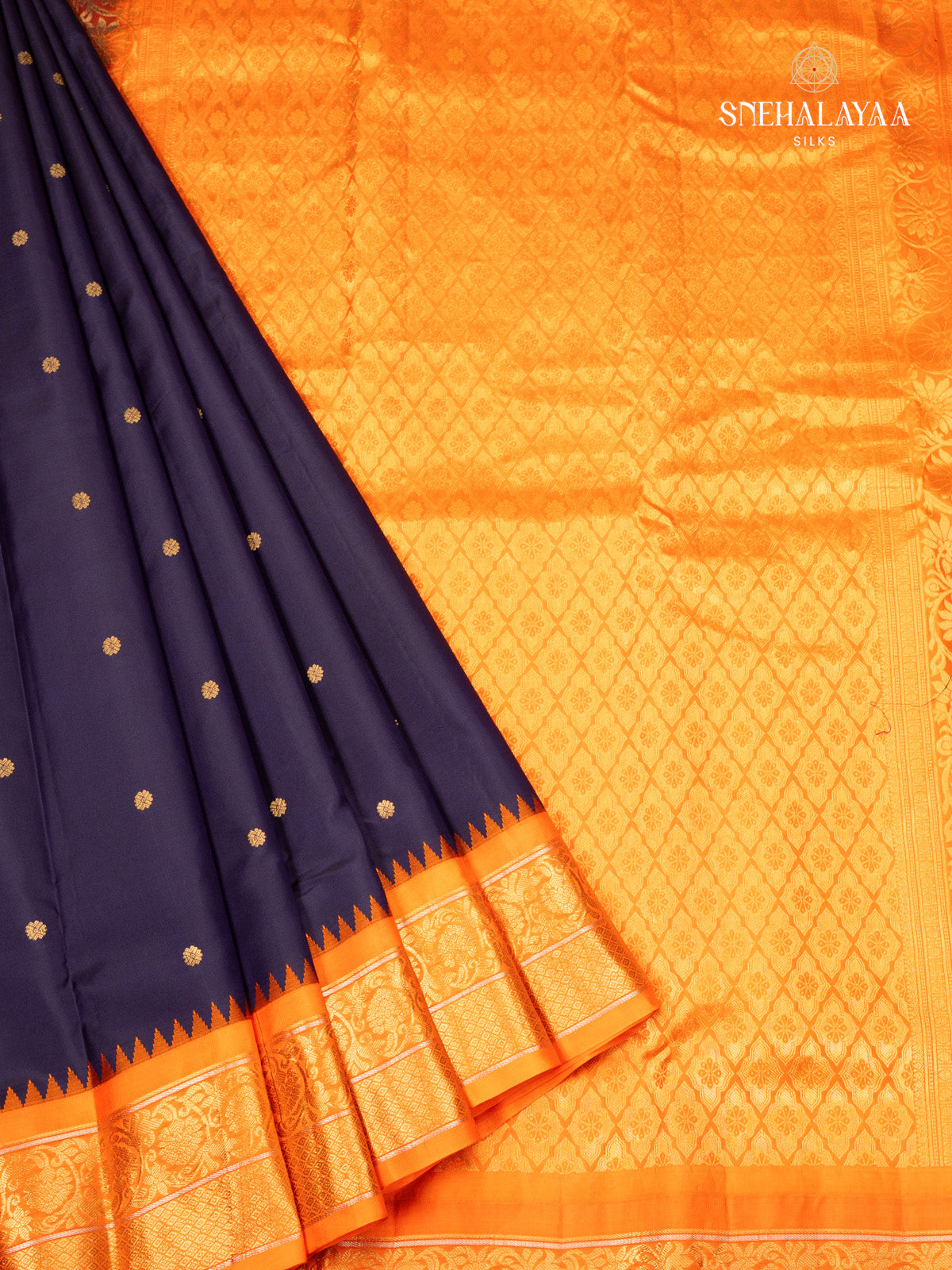 Navy Blue Gadwal Silk Saree