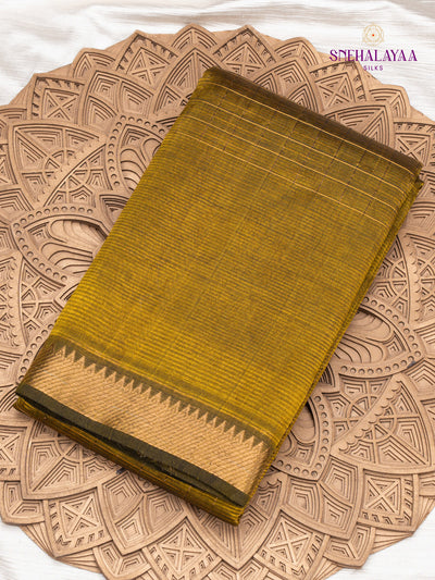 Greyish Yellow Mangalagiri Silk Cotton Saree
