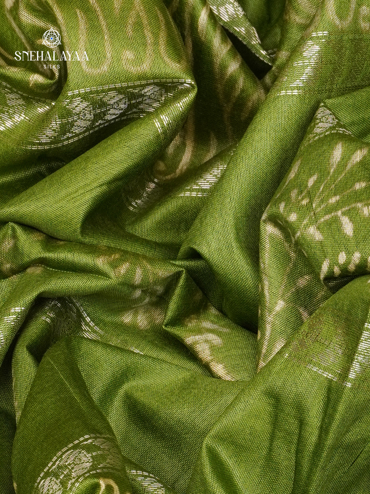 Olive Green Bamboo Silk Saree