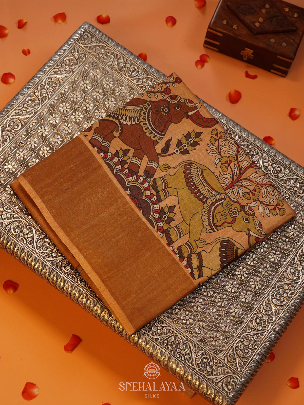 Mustard Tussar Saree