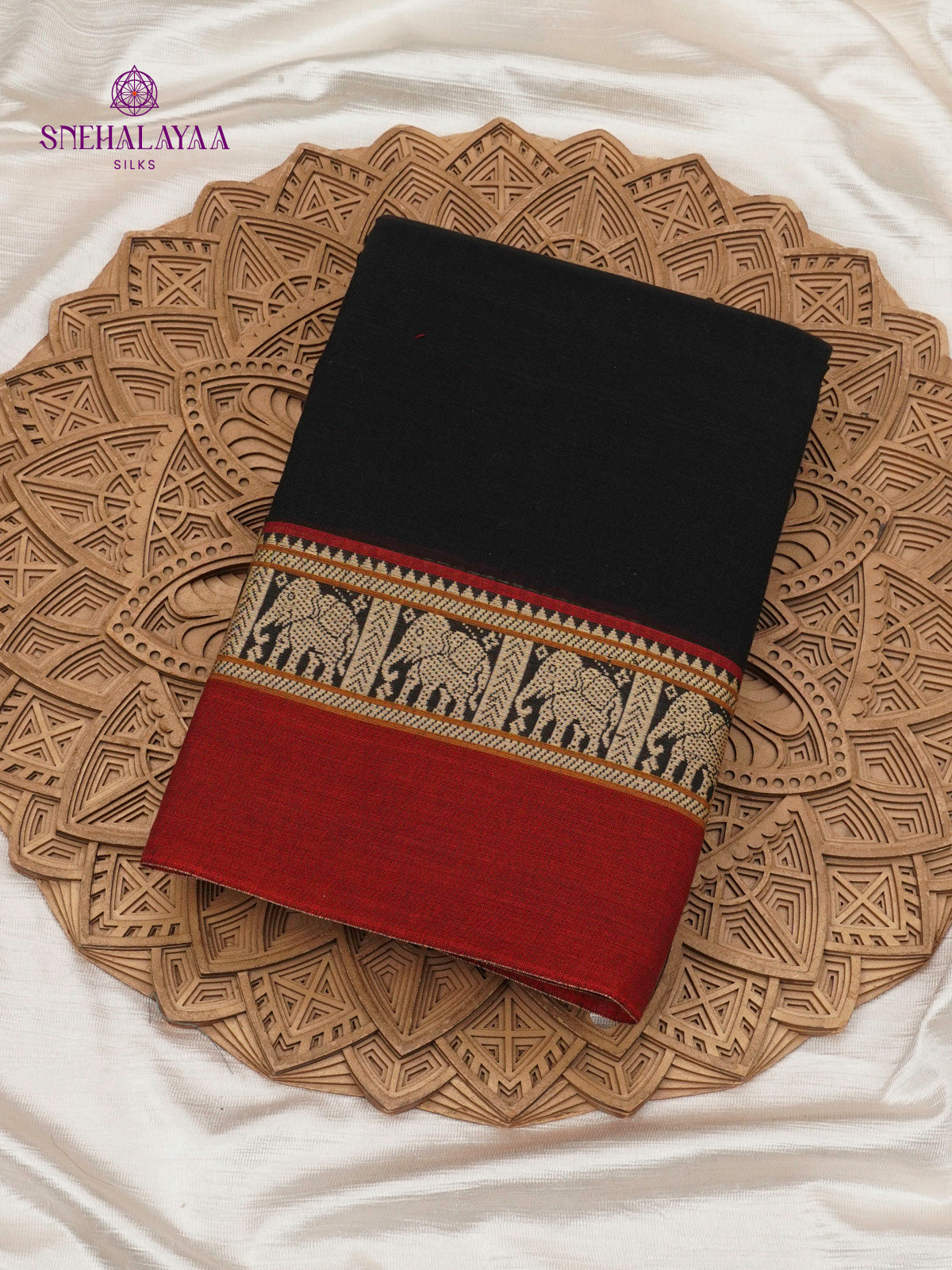 Black Narayanpet Cotton Saree without Blouse