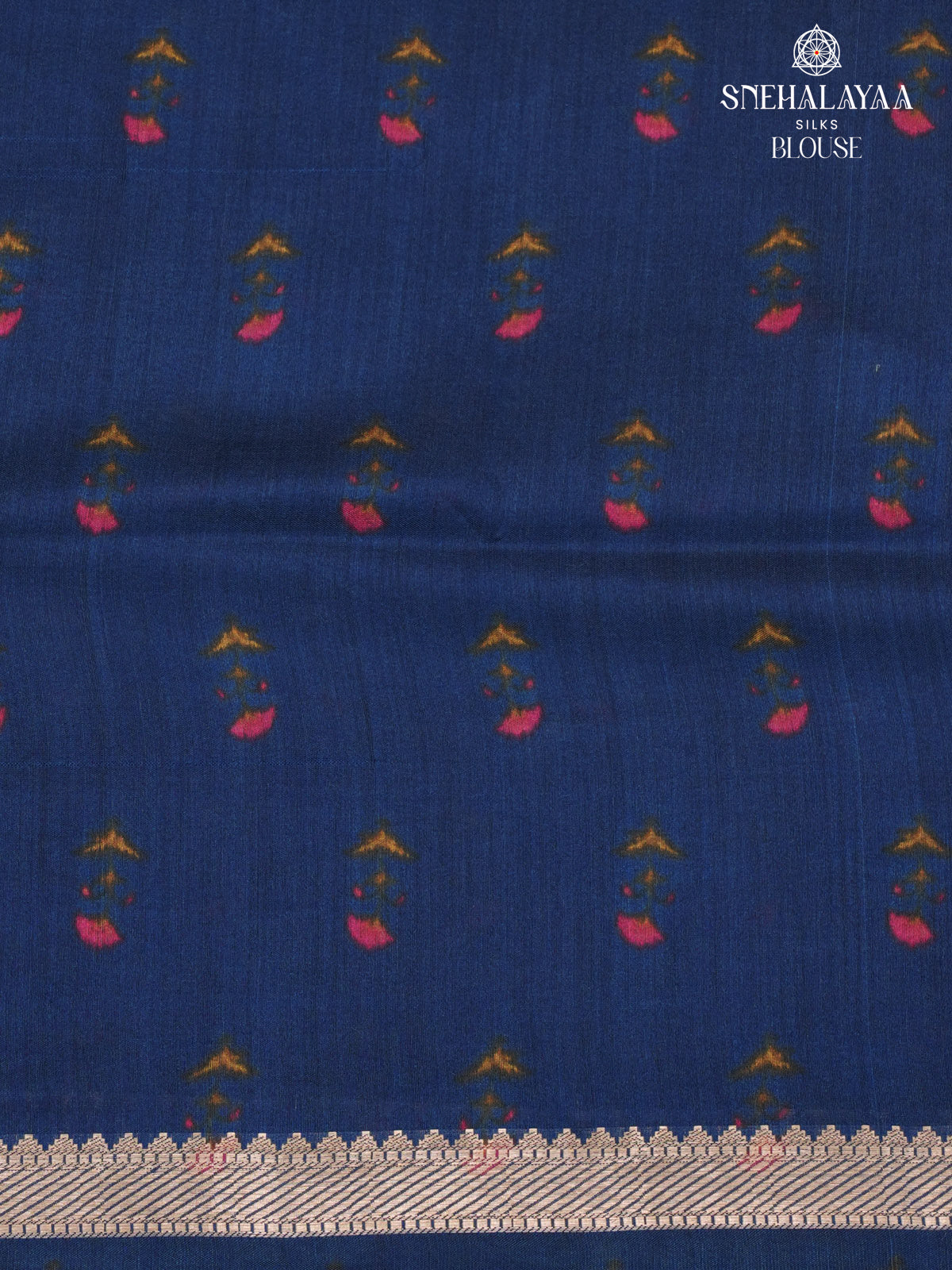 Navy Blue Chiniya Silk Saree
