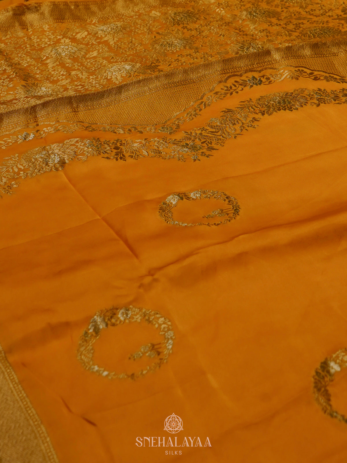 Mustard Banaras Silk Saree