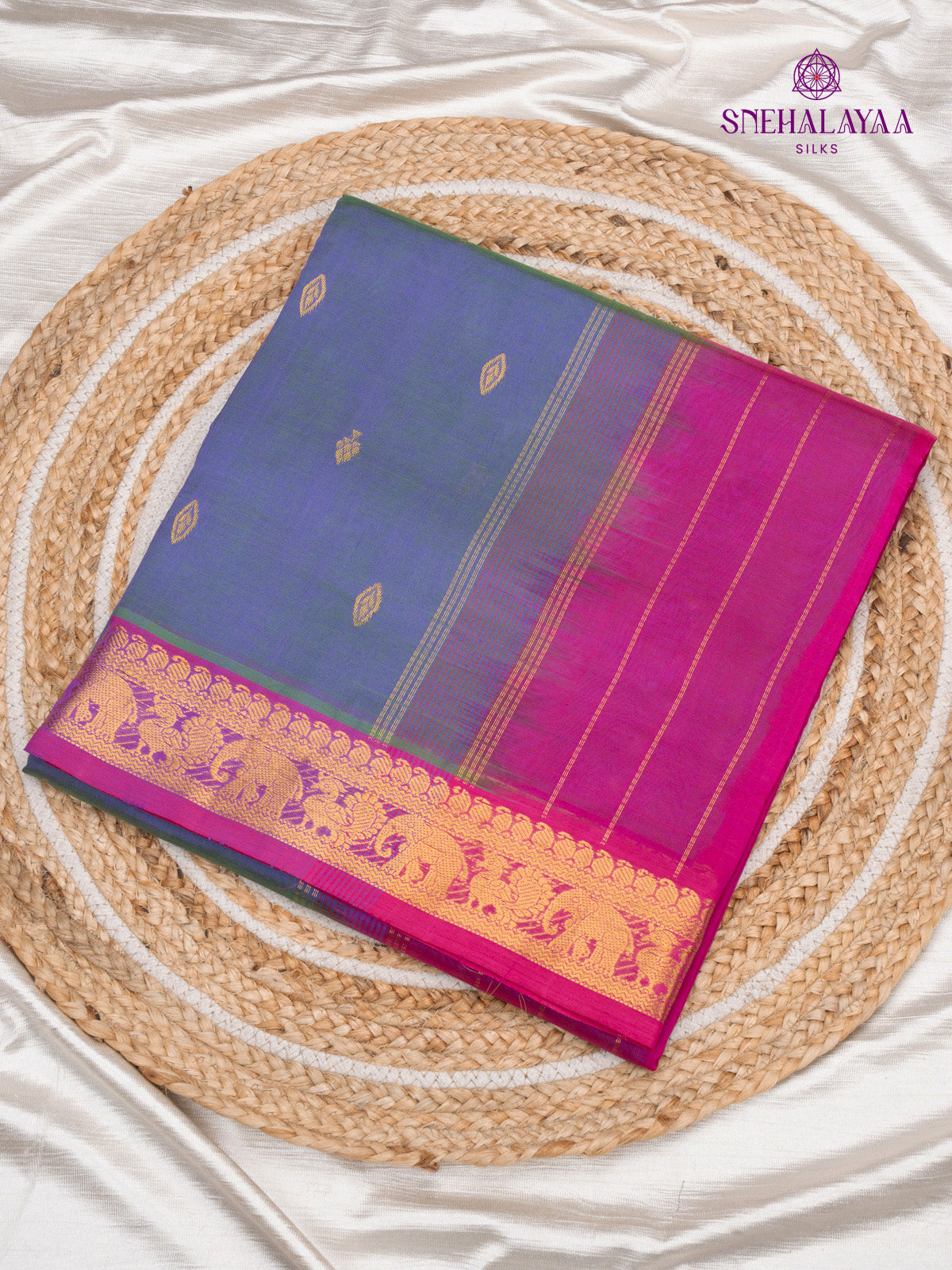 Blue Kanchi Silk Cotton Saree