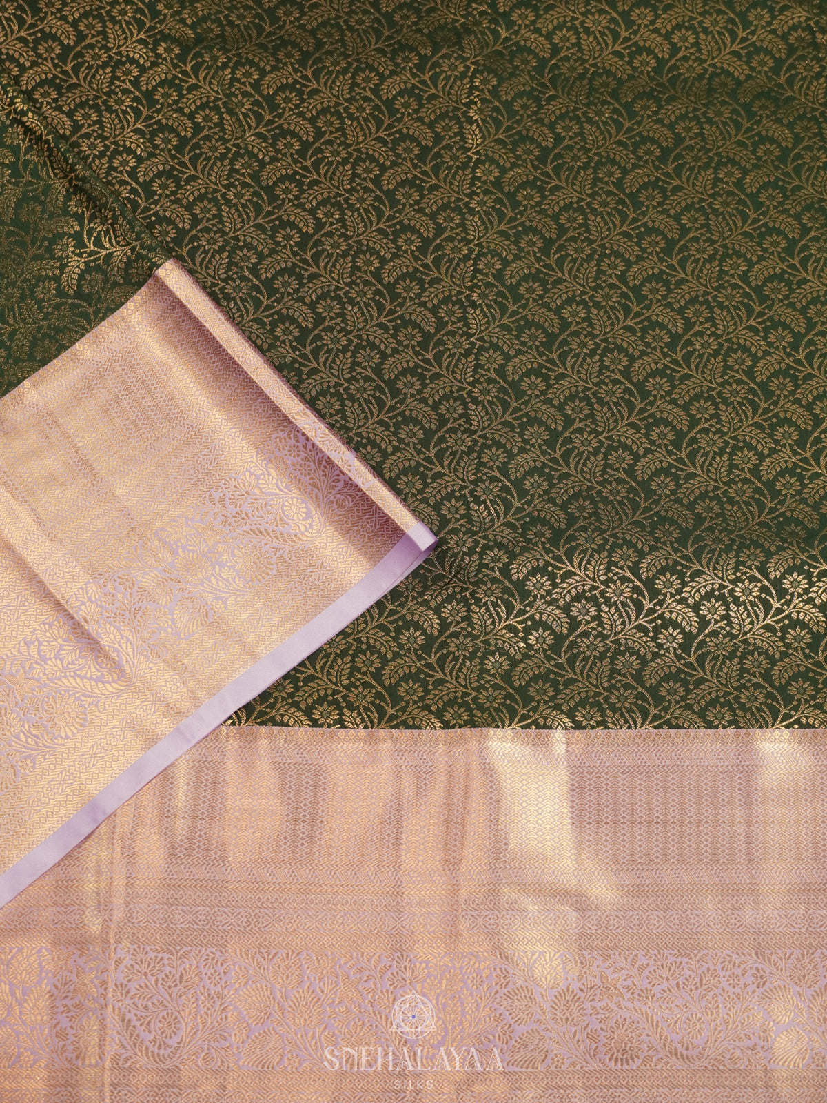 Forest Green Art Silk Saree