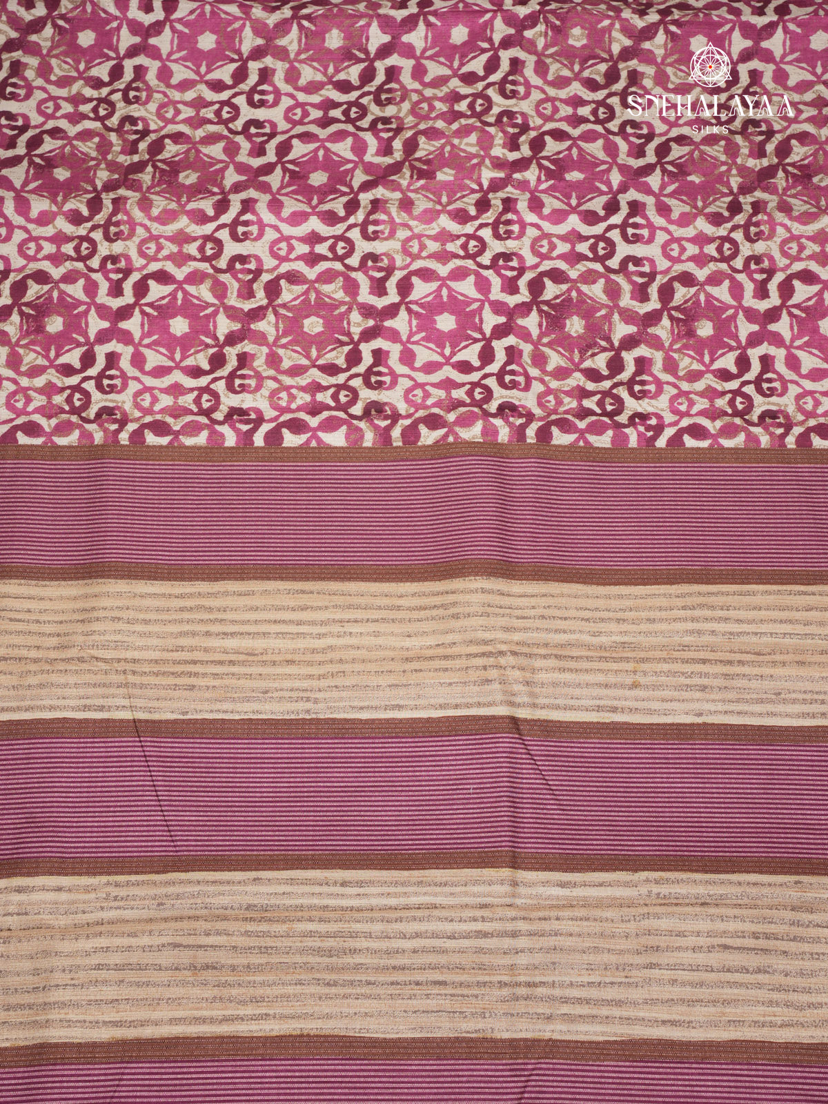 Magenta Printed Tussar Saree
