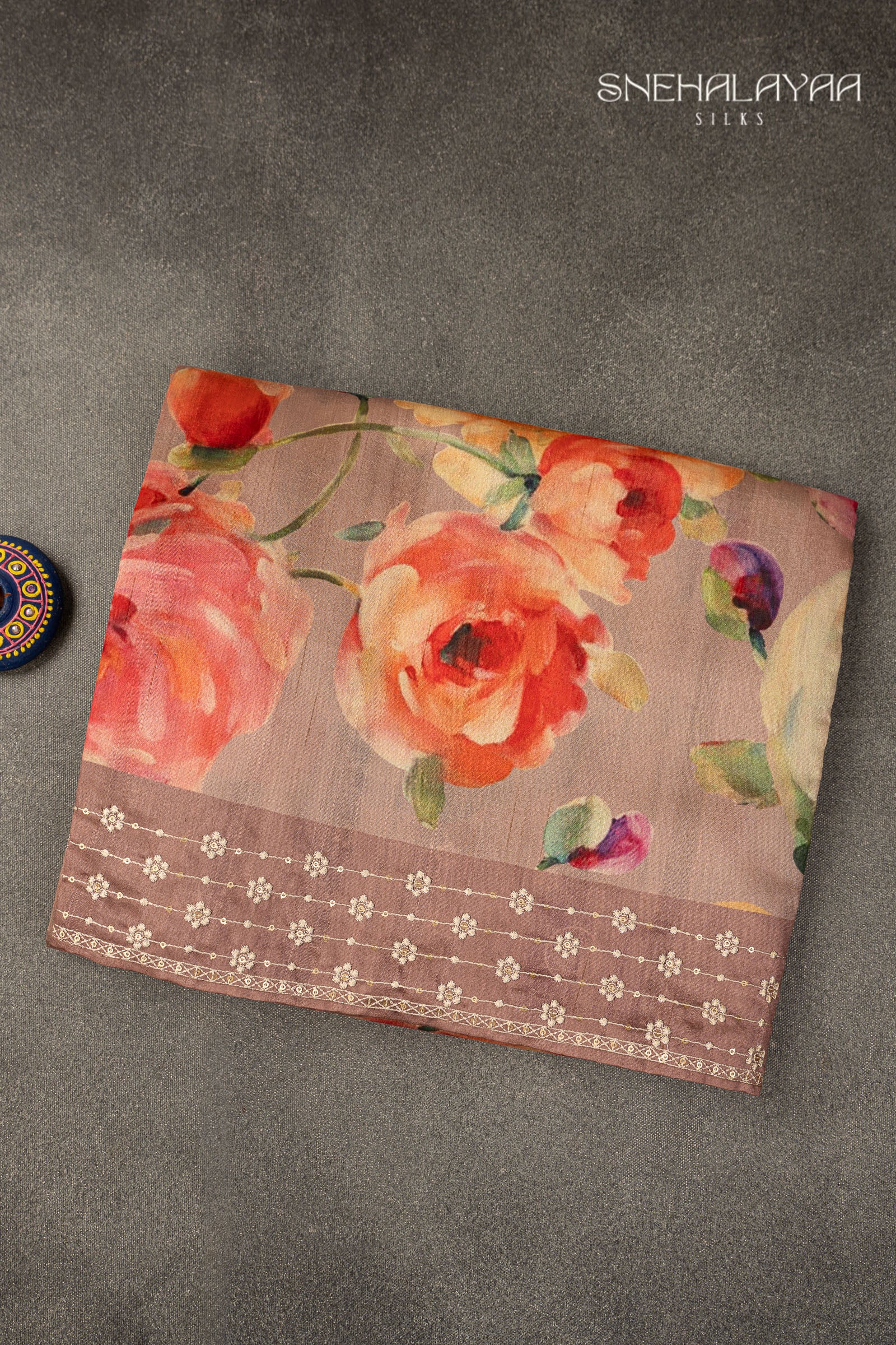 Beige Raw Silk Saree