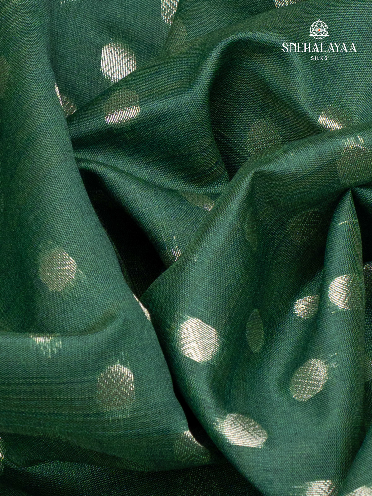 Forest Green Banaras Jute Saree