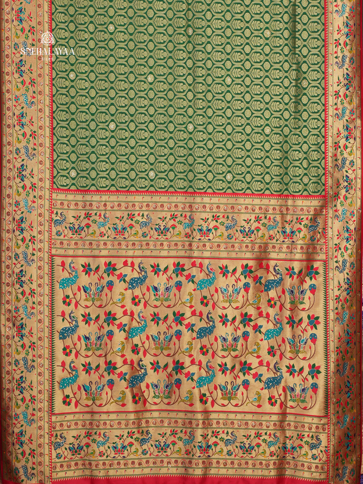 Bottle Green Designer Saree