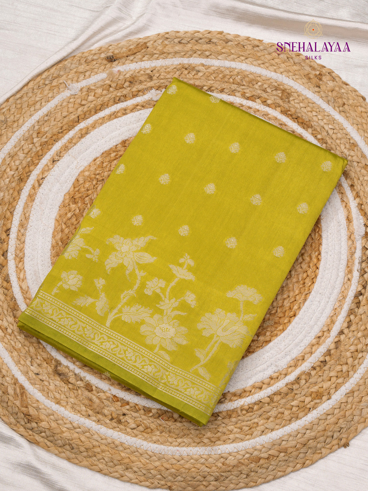 Chartreuse Green Banaras Dupion Saree