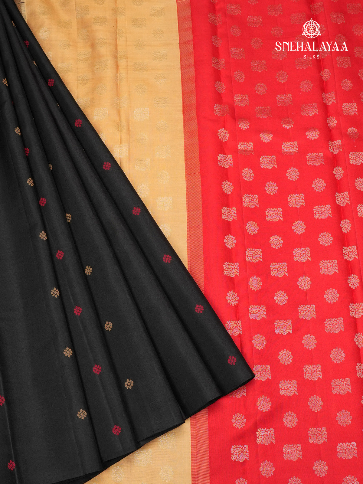 Black Borderless Kanjivaram Silk Saree