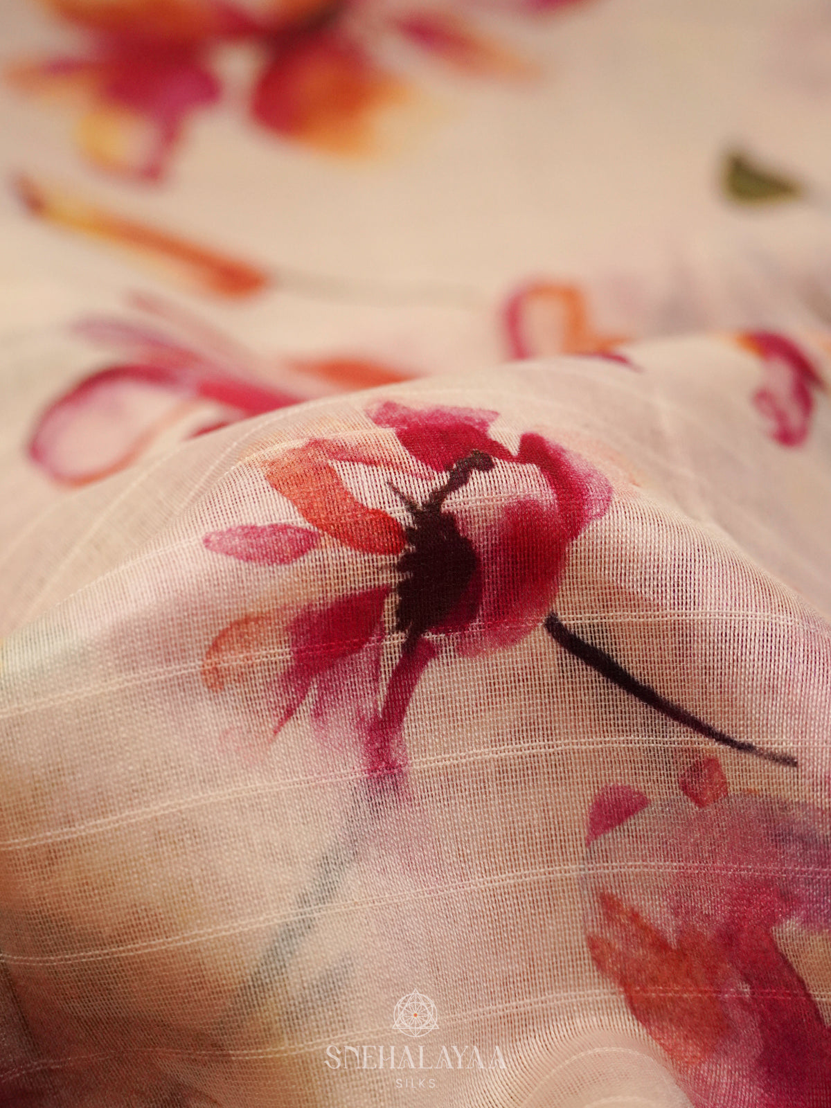 Beige Chanderi Saree