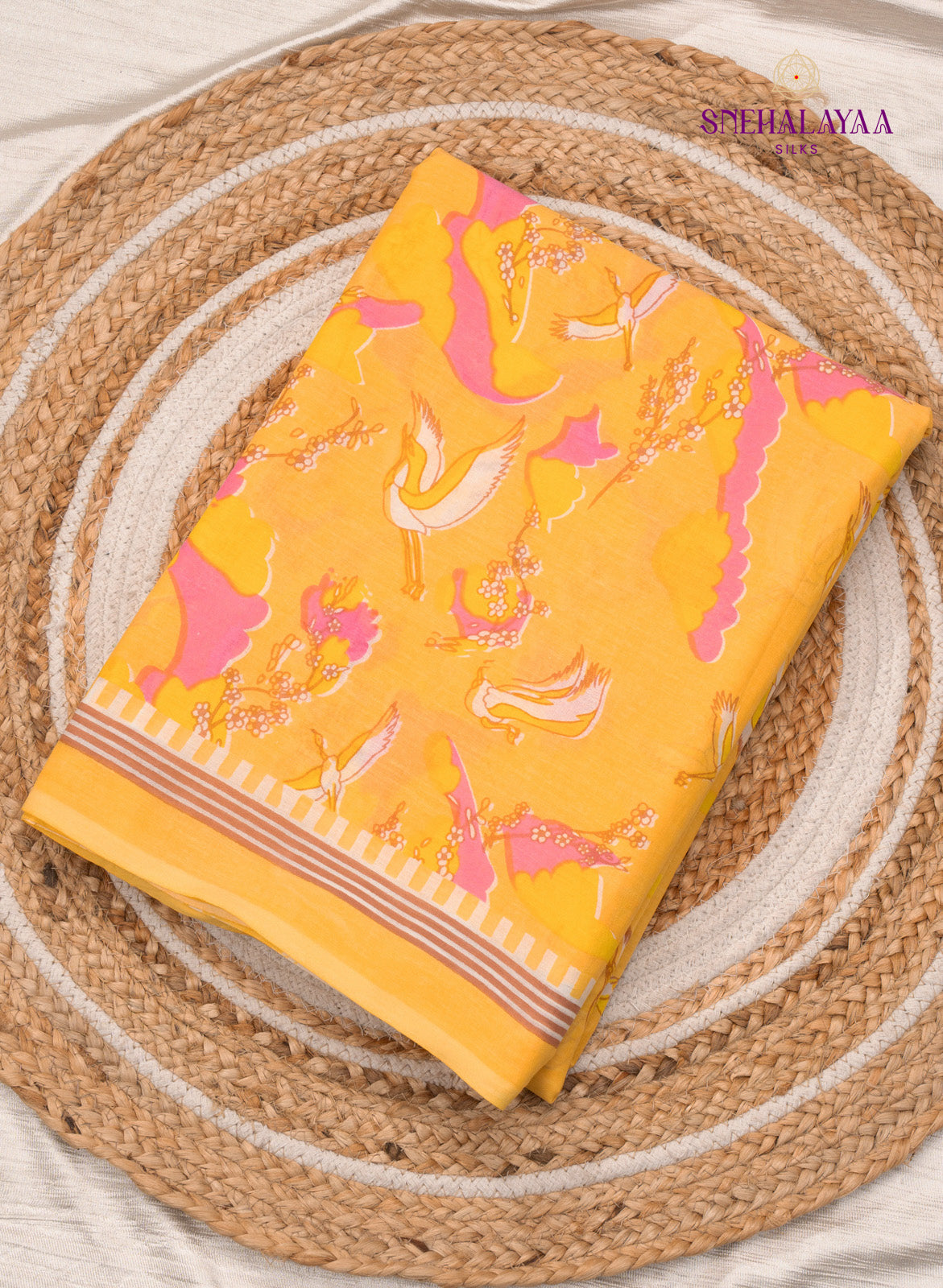 Yellow Jaipur Cotton Saree