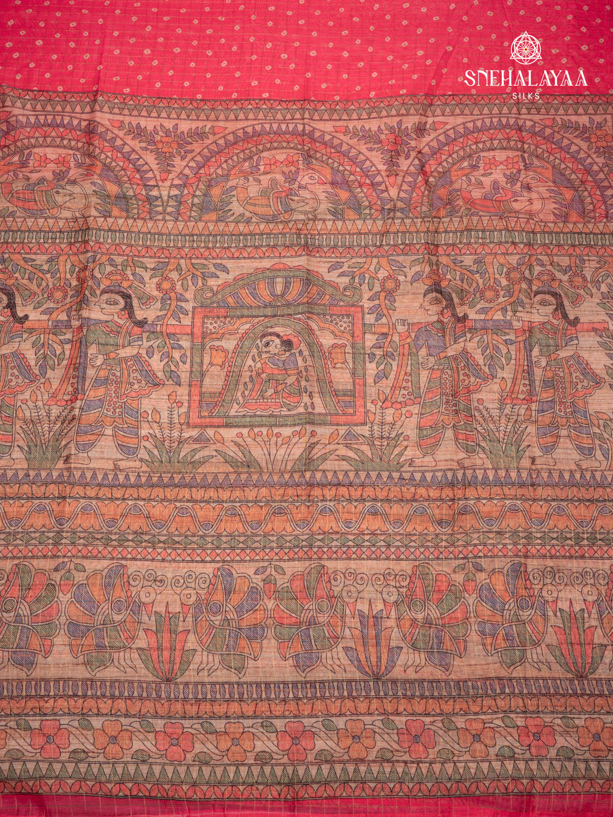 Pink Madhubani Saree