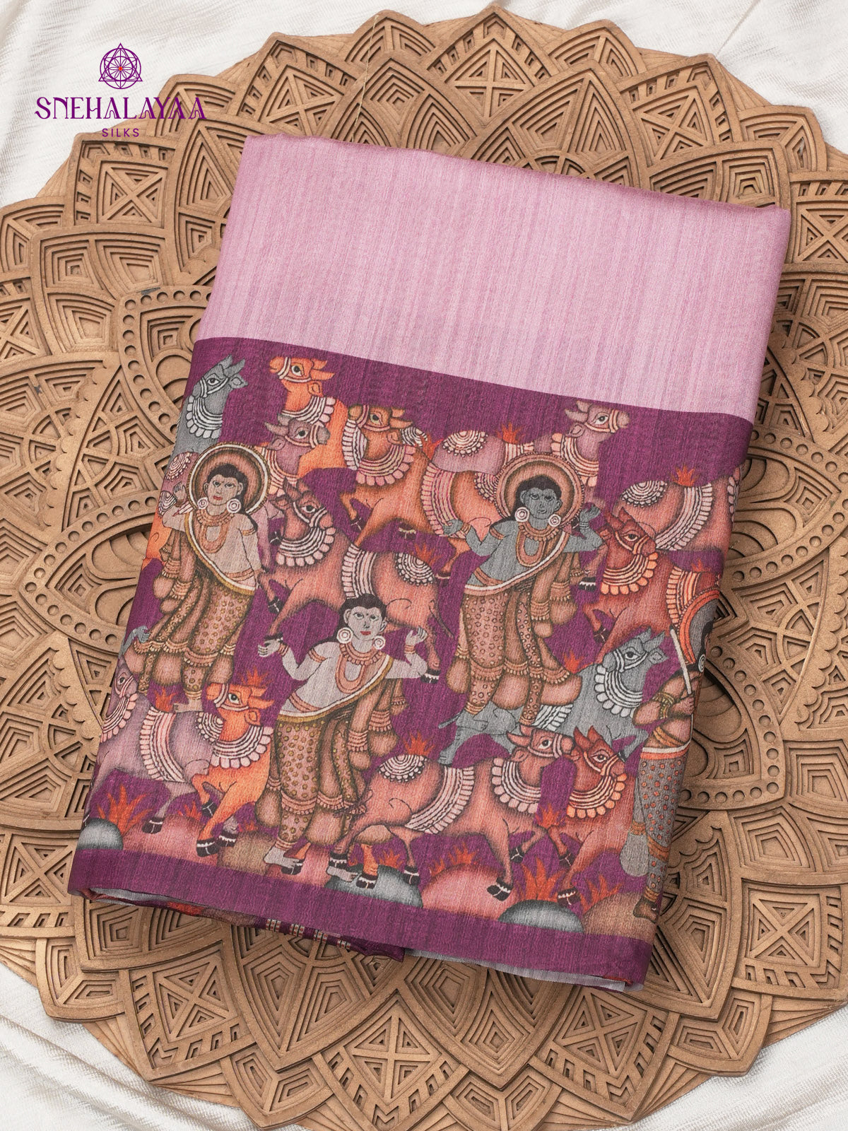 Lavender Kalamkari Tussar Saree