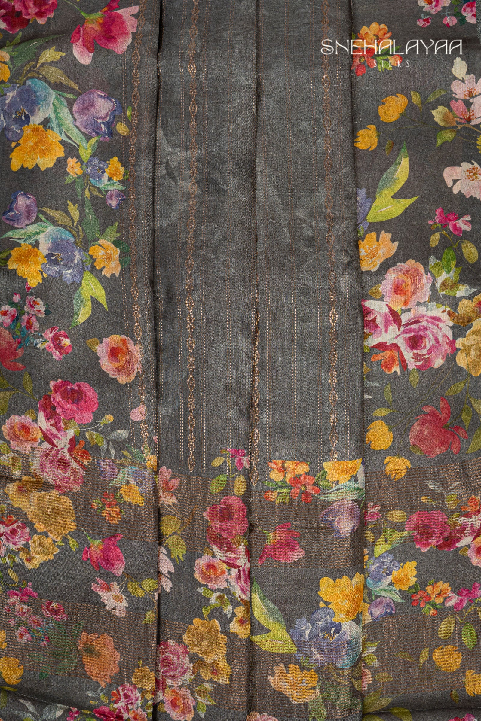 Pebble Grey Tussar Saree