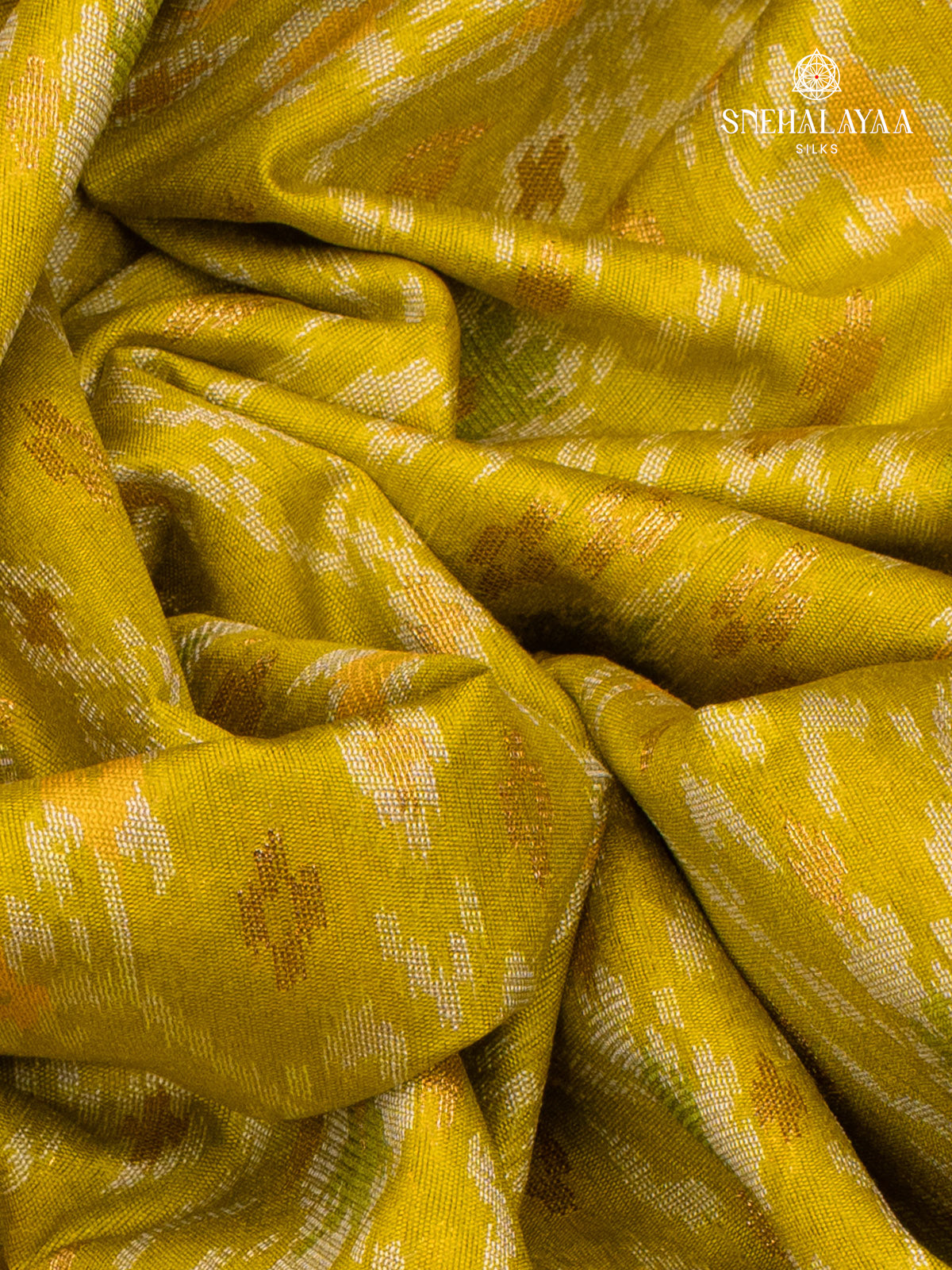 Yellow Ikat Silk Saree