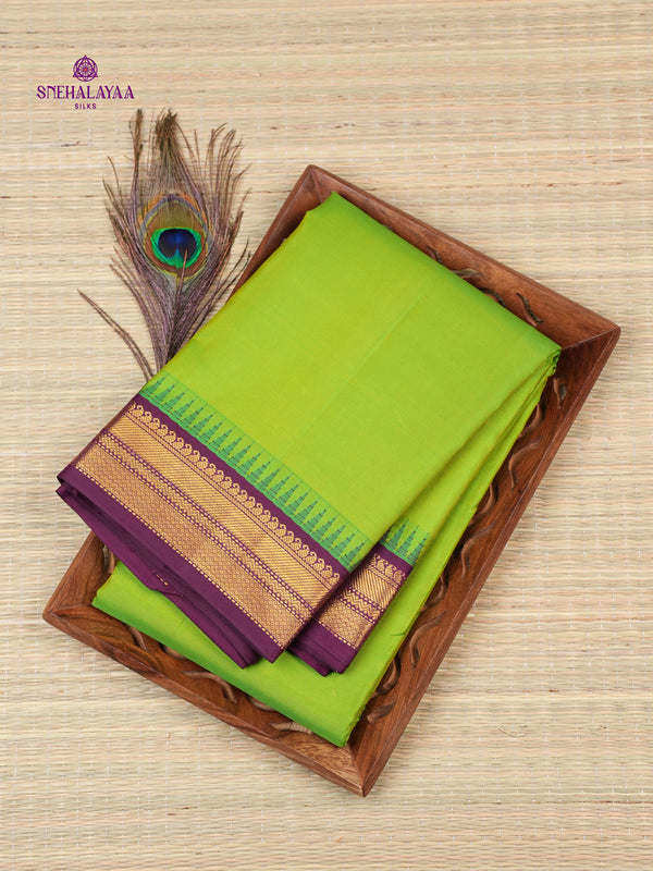Parrot Green Kanjivaram Silk Saree