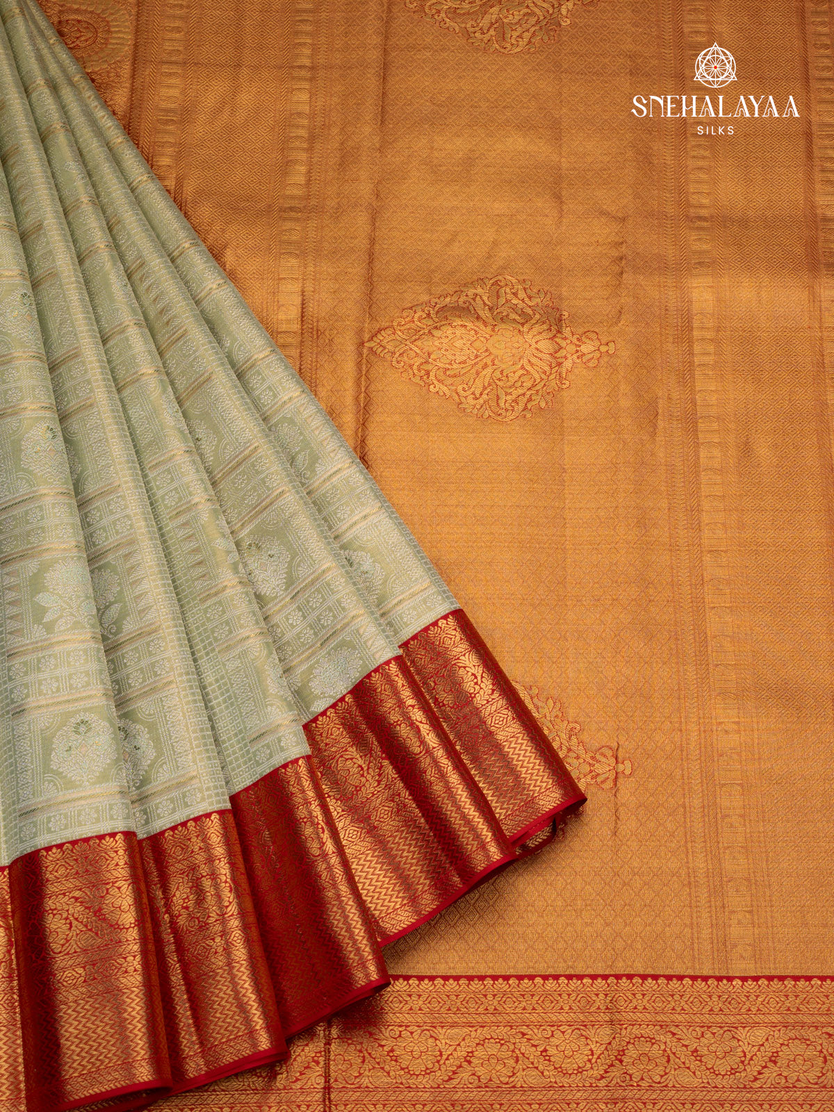 Golden Kanjivaram Silk Saree
