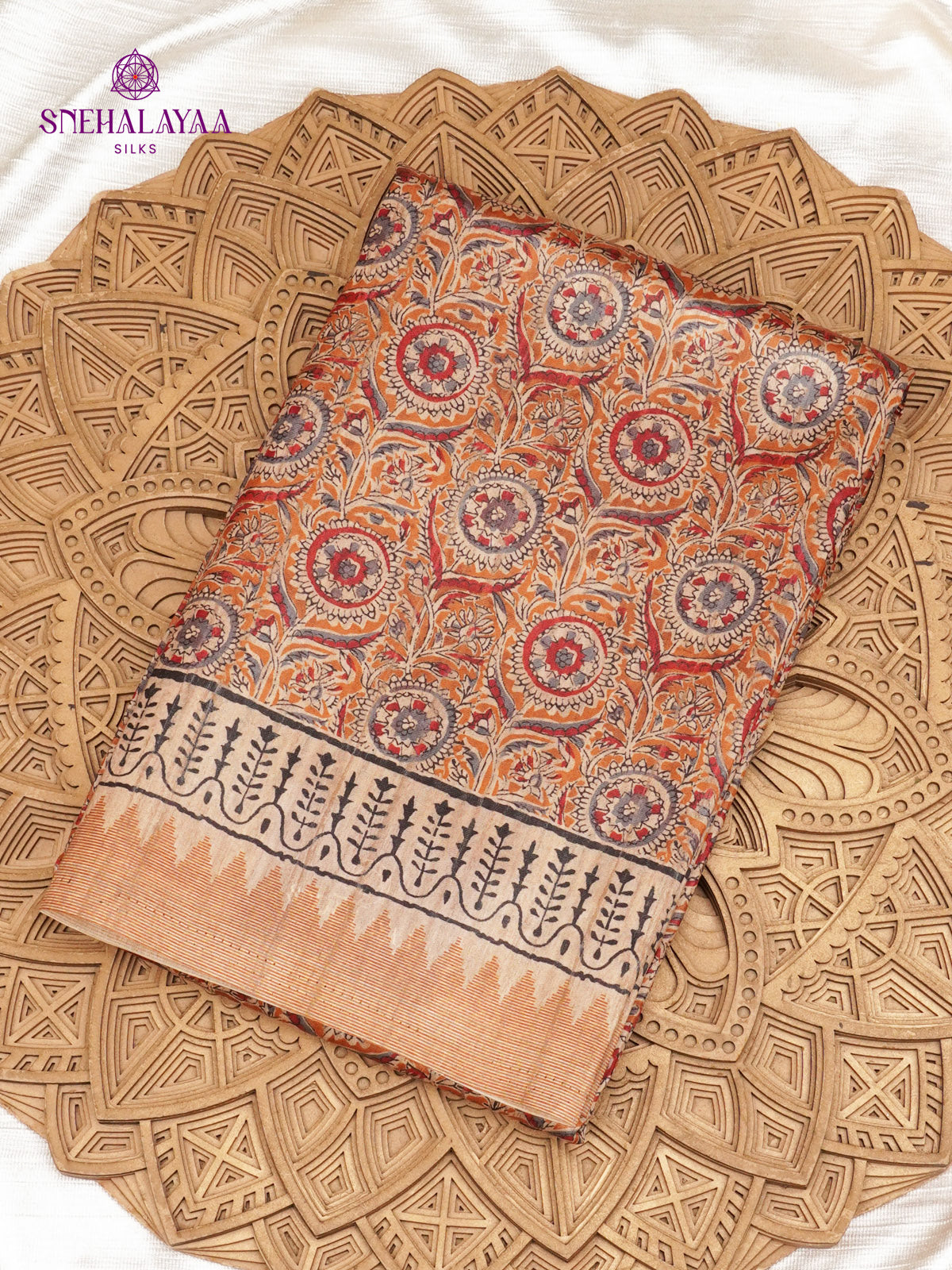 Orange Tussar Saree