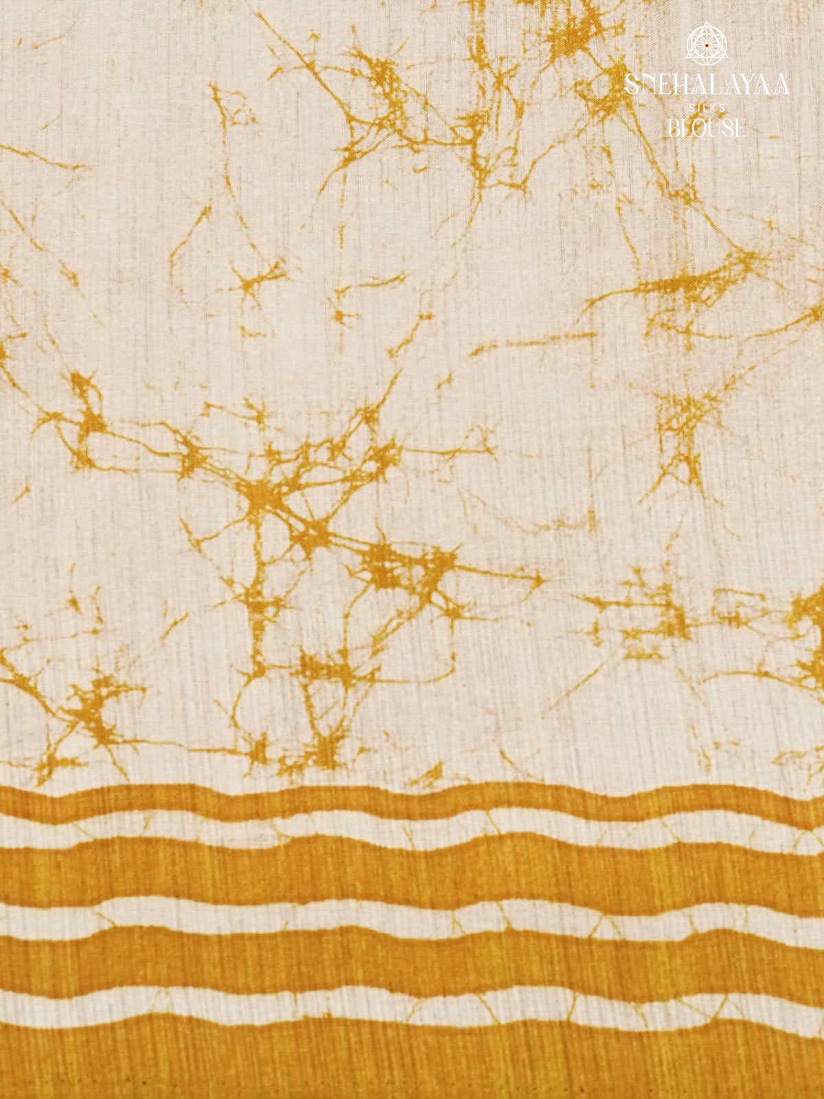 Yellow Printed Tussar Saree