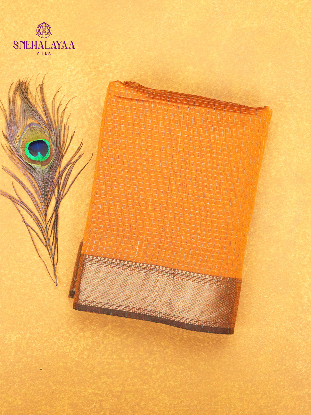 Orange Maheshwari Silk Cotton Saree