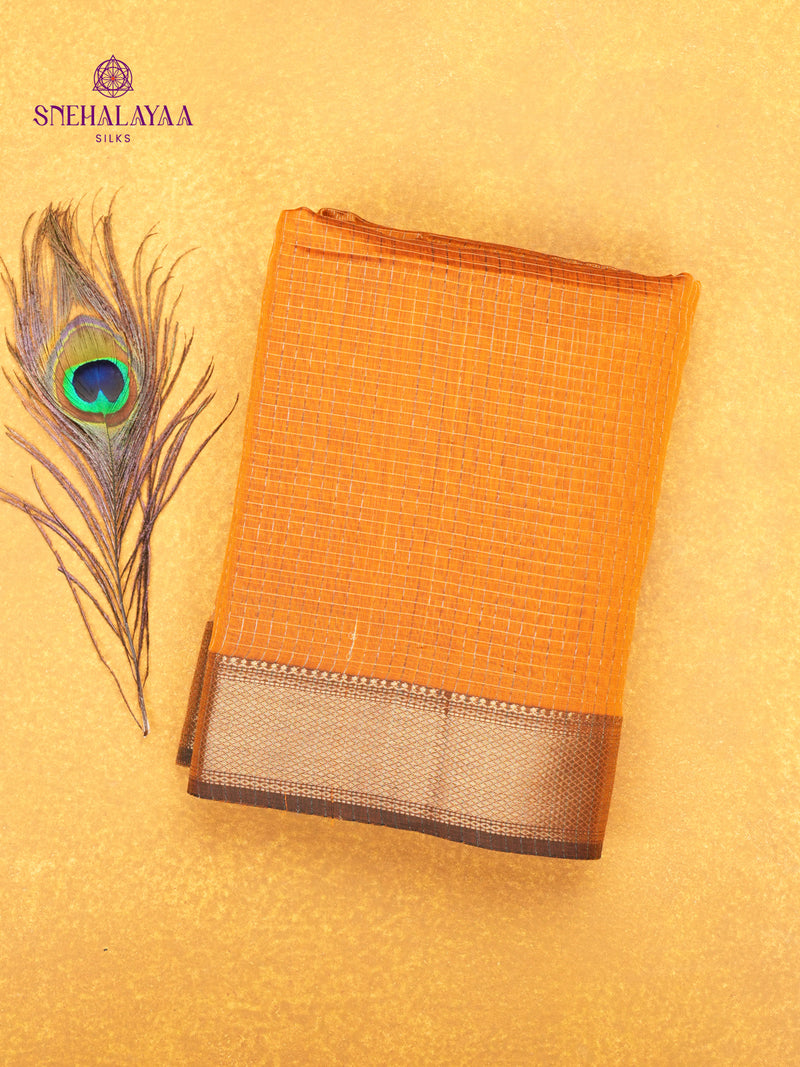 Orange Maheshwari Silk Cotton Saree
