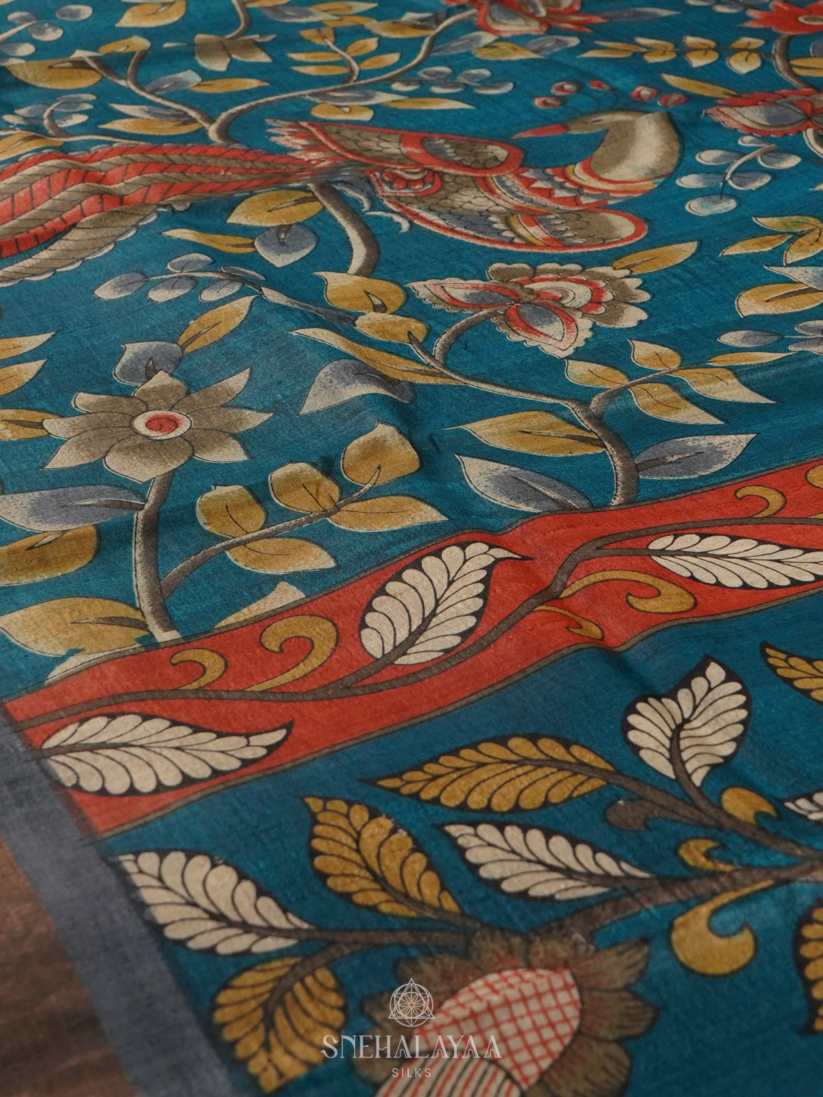 Teal Green Tussar Saree
