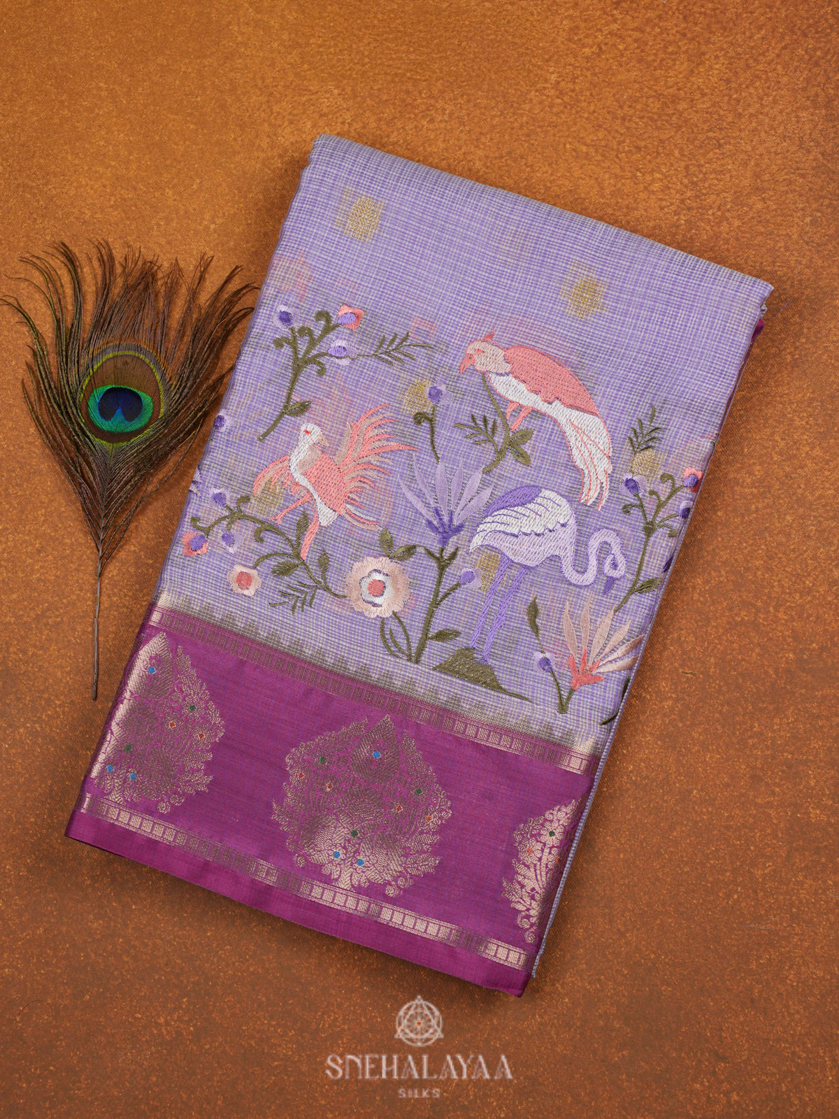 Lavender Kota Embroidery Saree