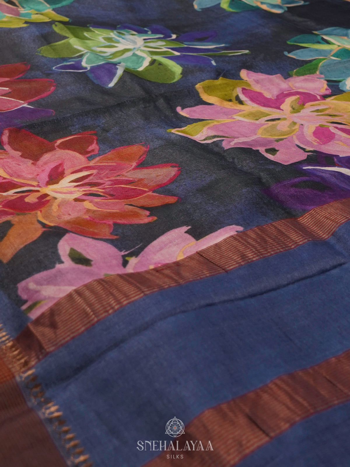 Blue Tussar Saree