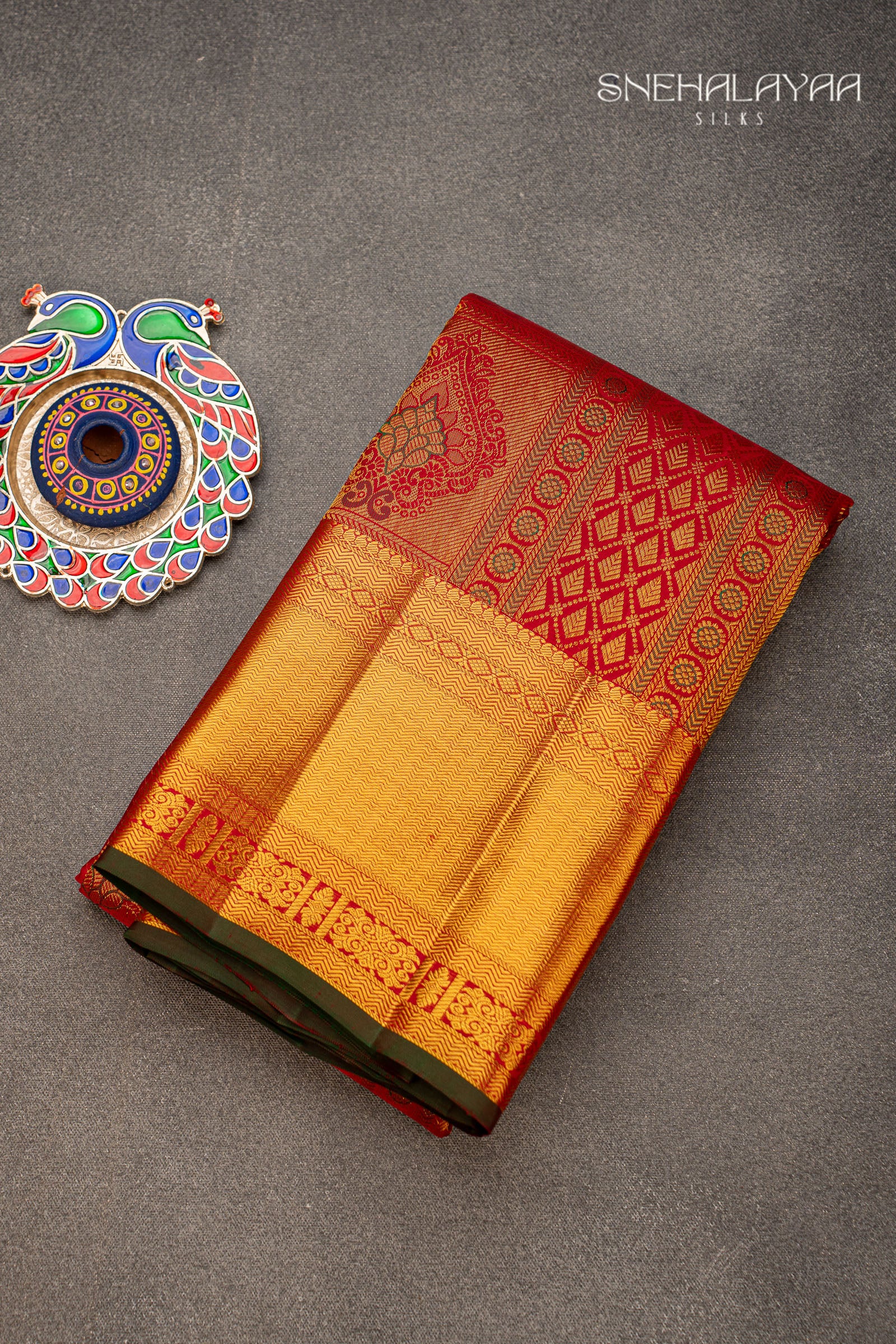 Ruby Red Kancheevaram Silk Saree