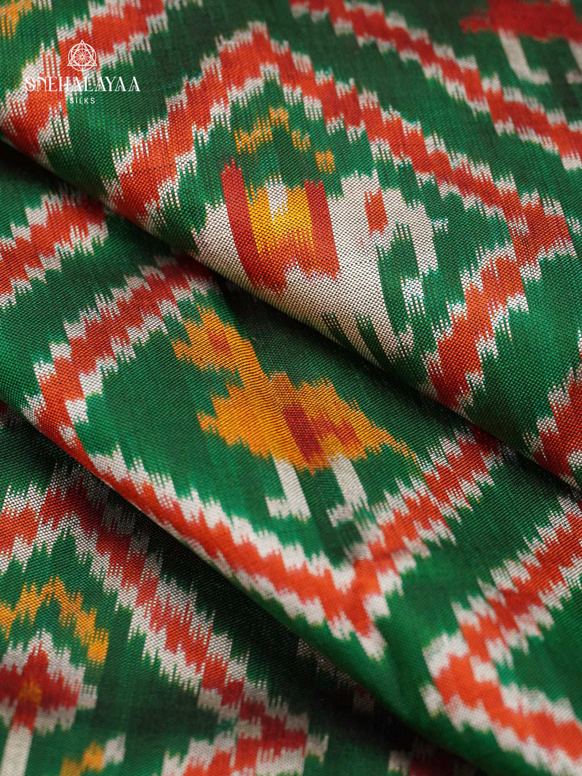 Emerald Green Ikat Saree