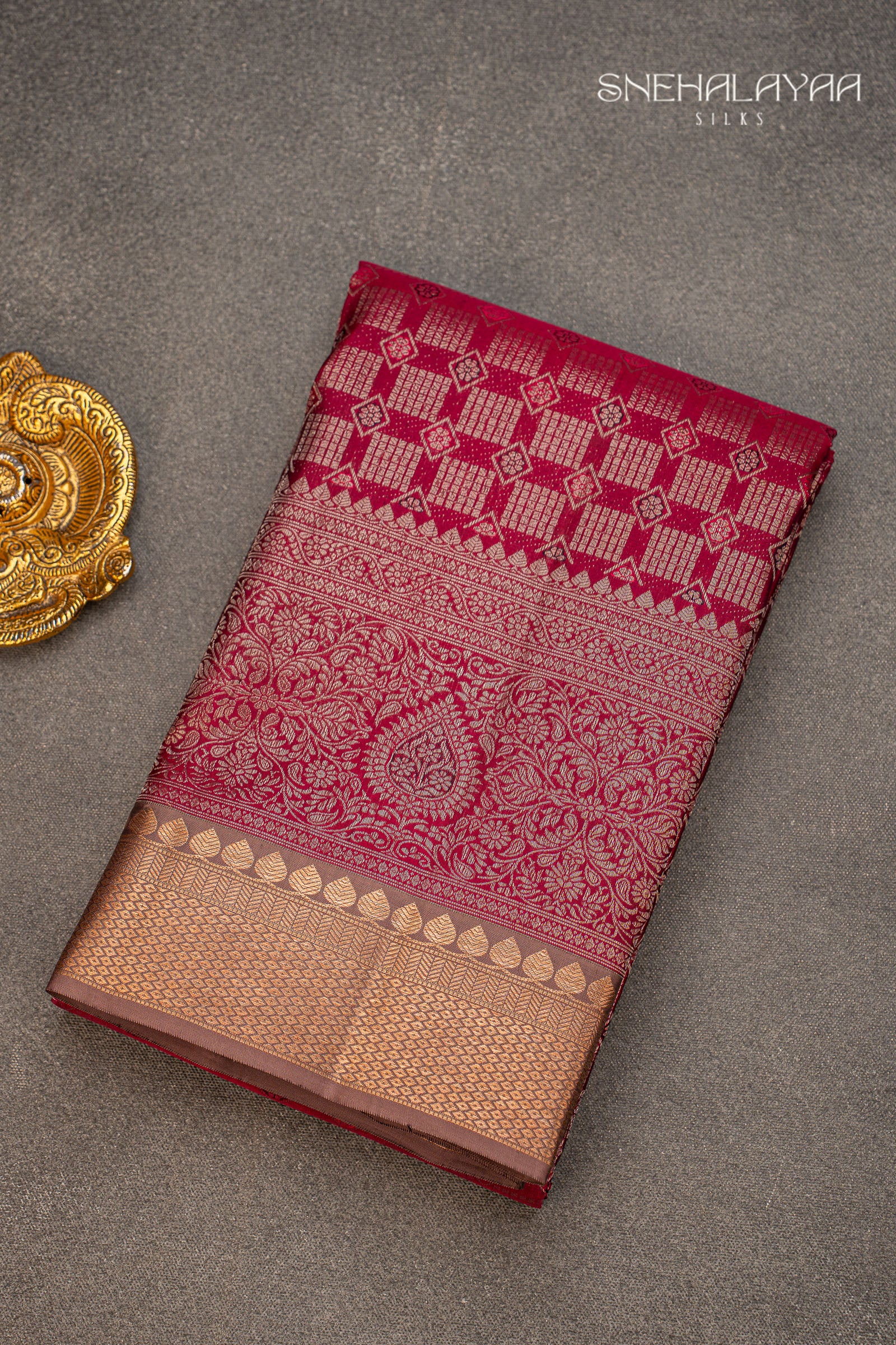 Ruby Red Kancheevaram Silk Saree