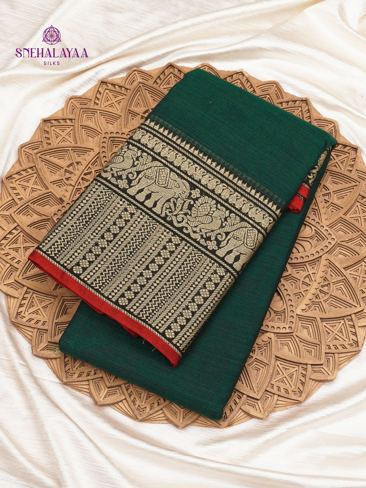 Forest Green Narayanpet Cotton Saree