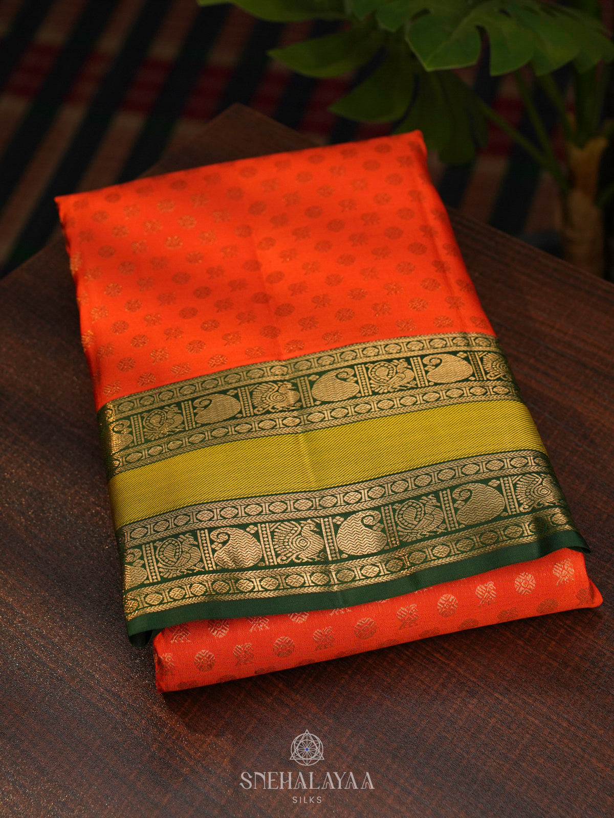 Rust Orange Kanjivaram Silk Saree