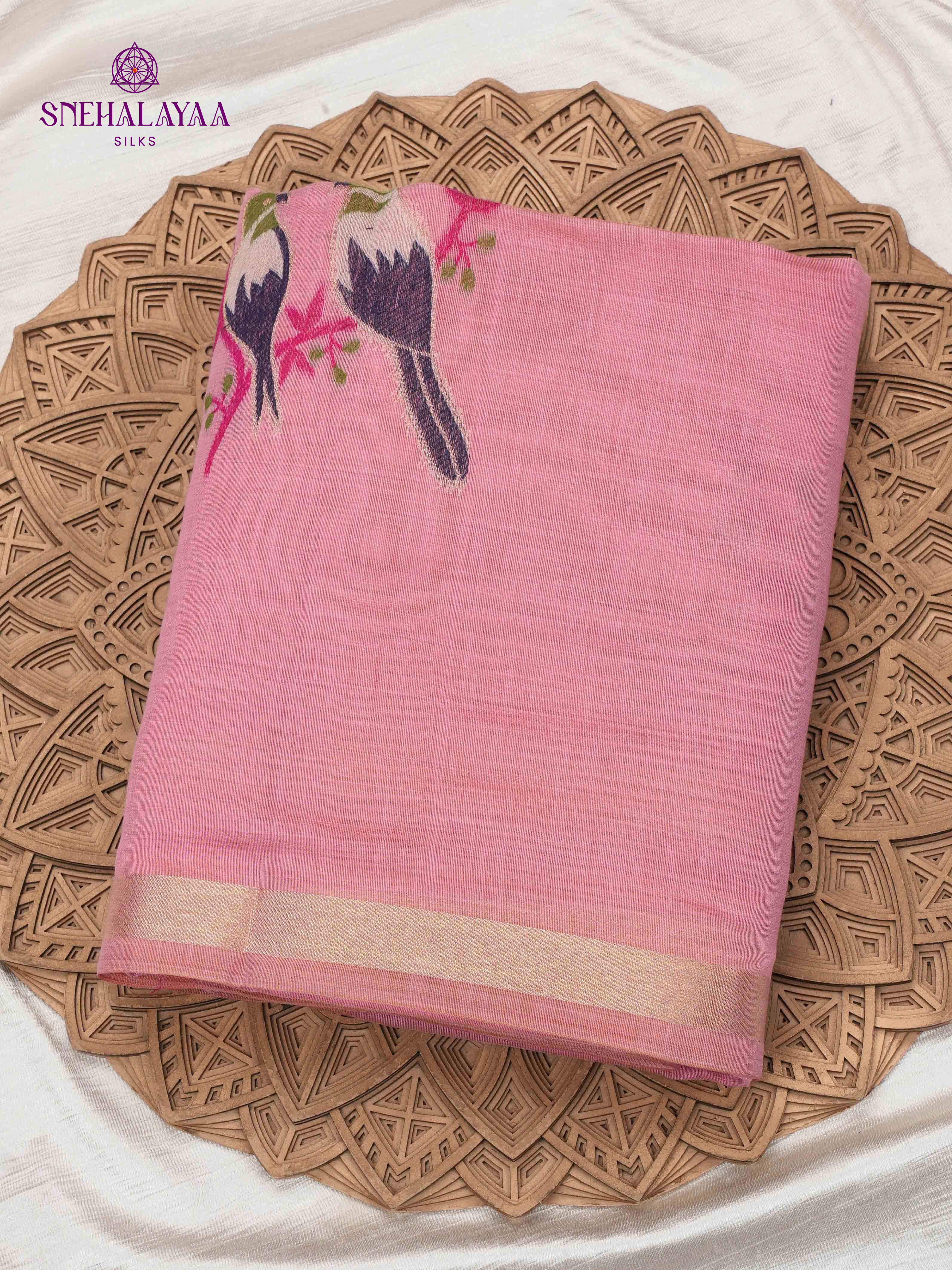 Pink Munga Cotton Saree